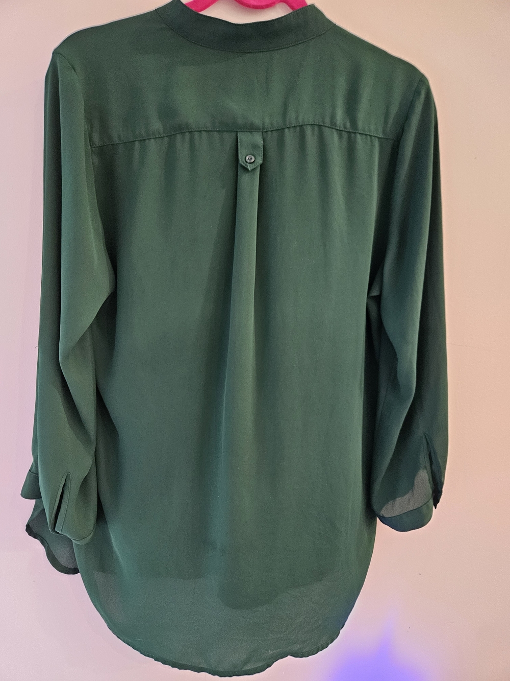 41 Hawthorn Forest Green V-Neck Button Front Blouse - Picture 3 of 5